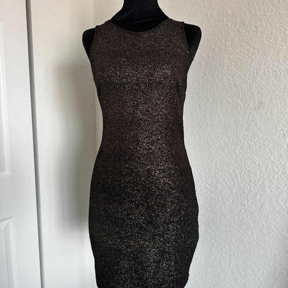 ASTR Back Knot Gold Metallic Dress